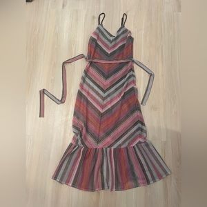 Pink black and silver maxi dress